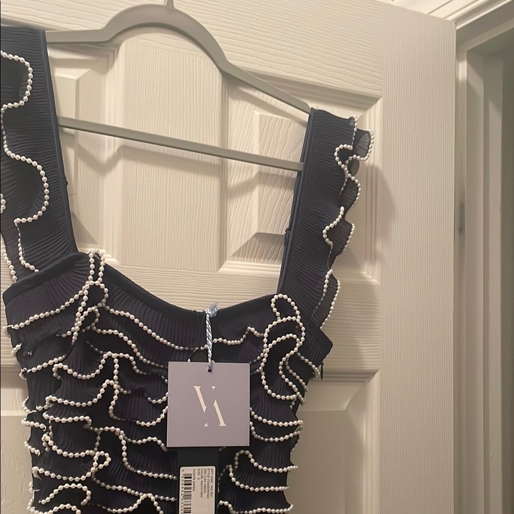 Gianni Bini Navy and White Midi Dress